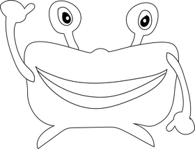 Smiling monster black and white clipart