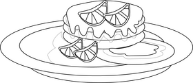 Lemon and vanilla pancake drawing black and white clipart