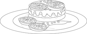 Chocolate pancake with orange black and white clipart