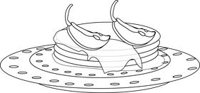 Pancake with pear and honey black and white clipart