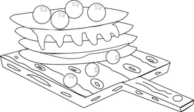 Pancake with blueberries black and white clipart