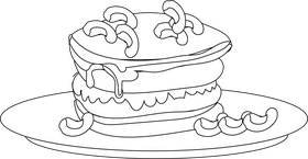 Pancake with cashews drawing black and white clipart