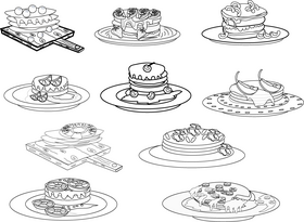 Fruit pancakes black and white vector