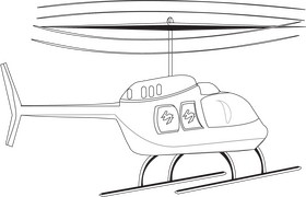 Helicopter cartoon black and white clipart
