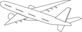 Cartoon airplane black and white clipart