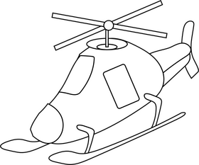 Colorful cartoon helicopter black and white clipart