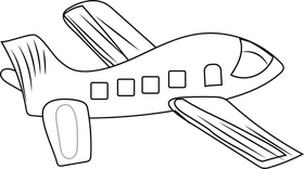 Plane drawing black and white clipart