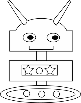 Robot drawing black and white clipart