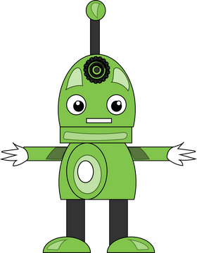 Green robot cartoon clipart
