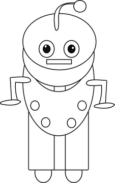 Robot illustration black and white clipart
