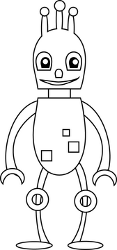 Yellow robot black and white clipart