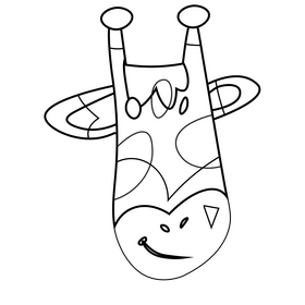 Giraffe head cartoon black and white clipart