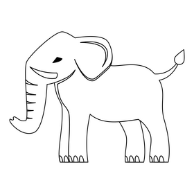 Elephant black and white clipart