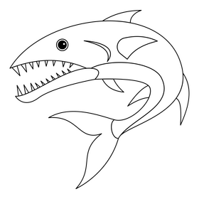Barracuda fish black and white clipart