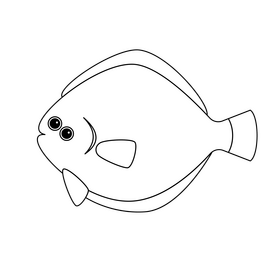 Flounder fish black and white clipart