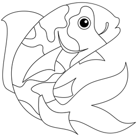 Koi fish black and white clipart