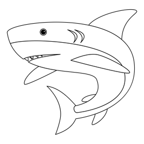 Baby shark swimming black and white clipart free download