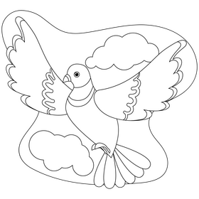 Pigeon flying drawing black and white clipart