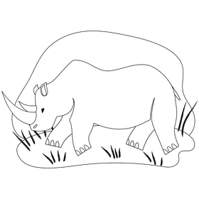 Rhino running drawing black and white clipart
