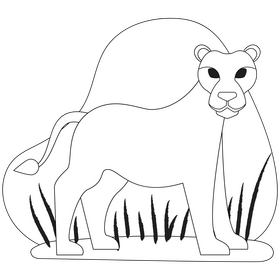 Lioness drawing black and white clipart