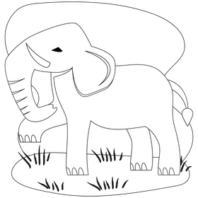 Elephant looking up drawing black and white clipart