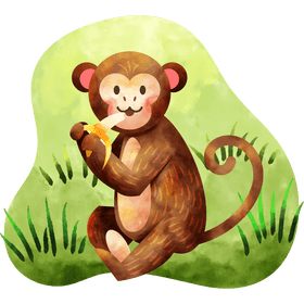Monkey eating banana vector