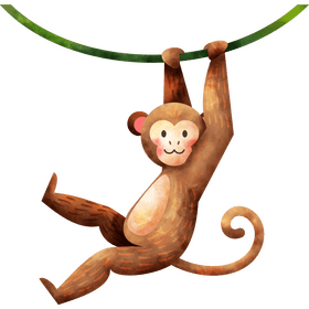 Monkey swinging on vine clipart