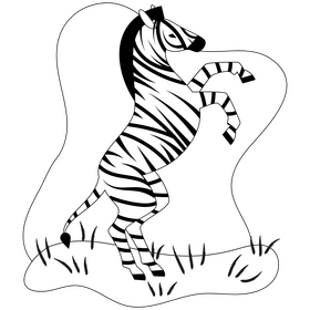 Zebra standing drawing black and white clipart