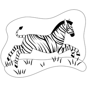 Zebra running drawing black and white clipart