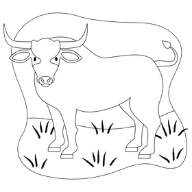 Ox drawing black and white clipart
