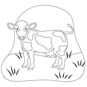 Cow drawing black and white clipart