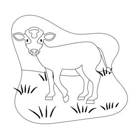 Calf drawing black and white clipart
