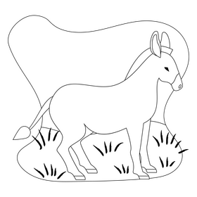 Donkey drawing black and white clipart
