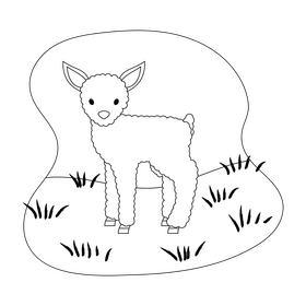 Lamb drawing black and white clipart