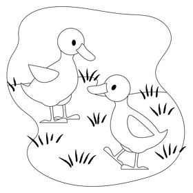 Ducklings drawing black and white clipart