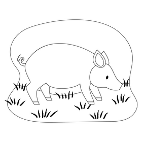 Pig drawing black and white clipart