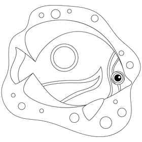 Butterfly fish drawing black and white clipart