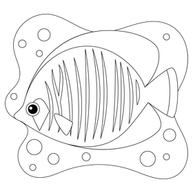 Masked butterfly fish drawing black and white clipart