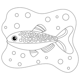 Celestial pearl danio fish drawing black and white clipart