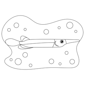 Halfbeak fish drawing black and white clipart