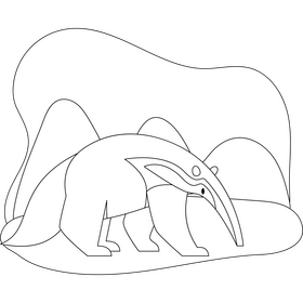 Anteater outline black and white clipart