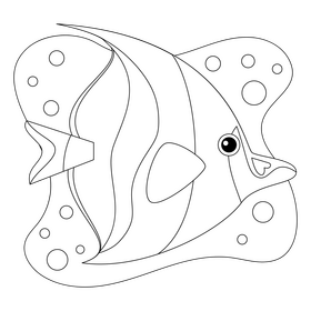 Moorish idol fish drawing black and white clipart