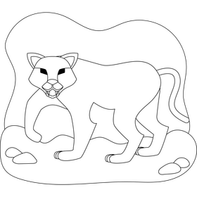 Panther outline black and white clipart