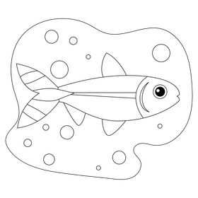 Rummy nose tetra fish drawing black and white clipart