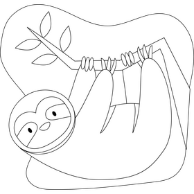 Sloth outline black and white clipart