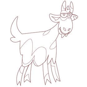 Goat cartoon black and white clipart