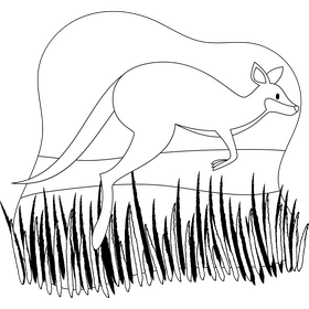 Kangaroo outline black and white clipart