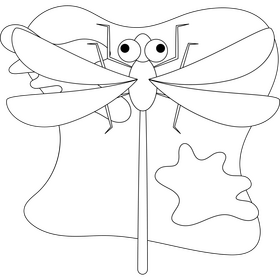 Dragonfly outline black and white clipart