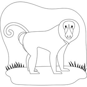 Baboon outline black and white clipart