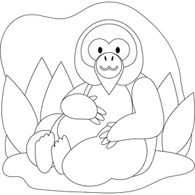 Orangutan outline black and white clipart